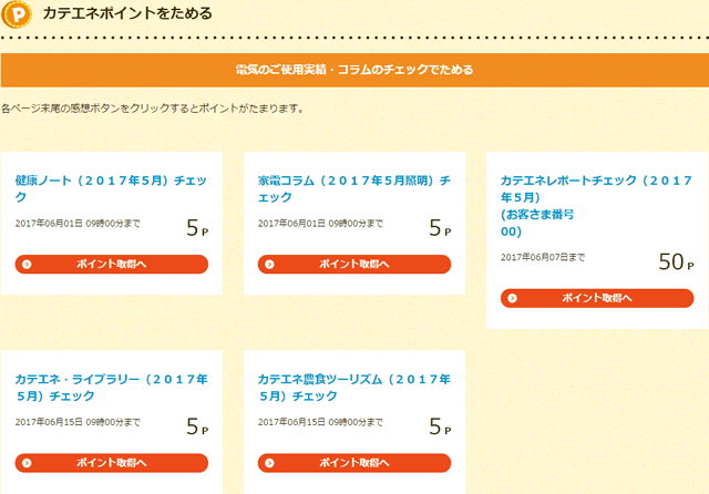 カテエネ　毎月ポイント　貯める